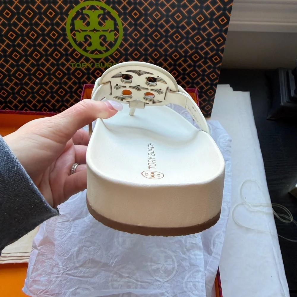 Tory Burch Miller Cloud Leather Sandal New Ivory Size 9.5